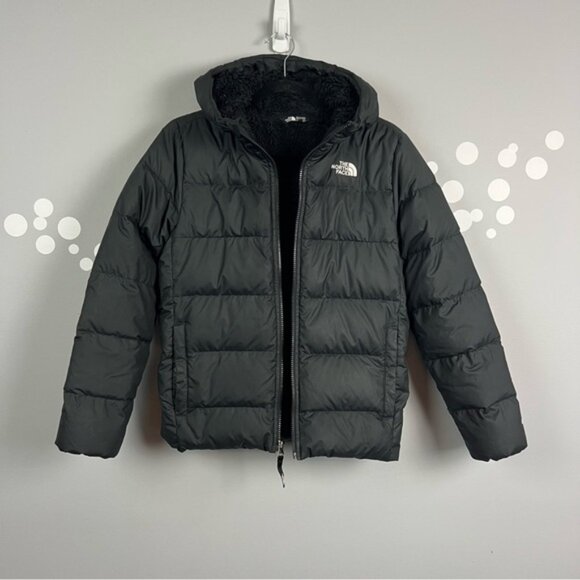 The North Face Youth 550 Down Hooded Puffer Jacket Black Size 14/16 - Picture 10 of 11